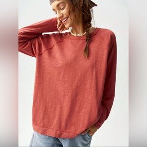Shein Red Cotton Long Sleeve - Medium